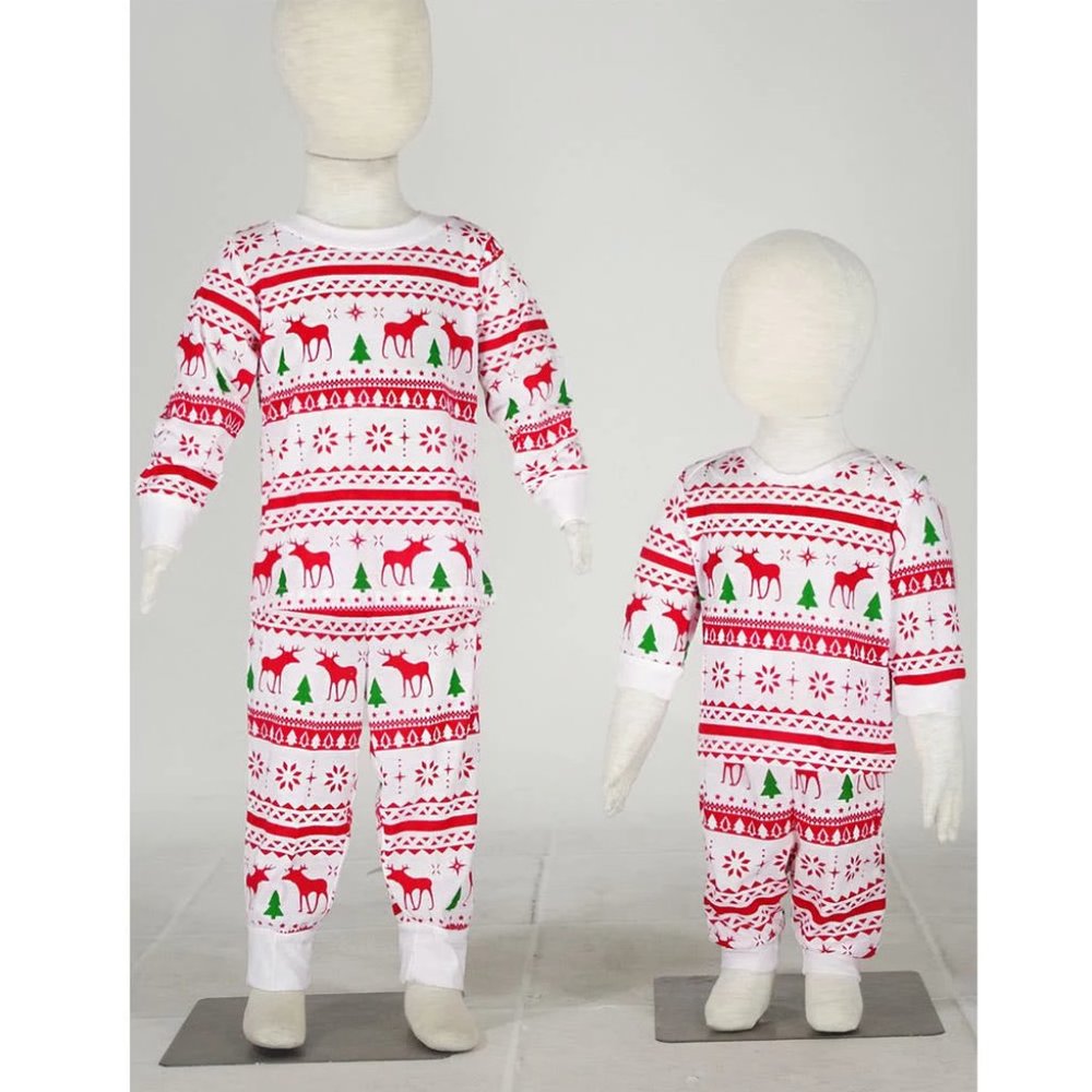 Matching Striped Winter Christmas Family Pajamas PJs Reindeer Mix & Match
